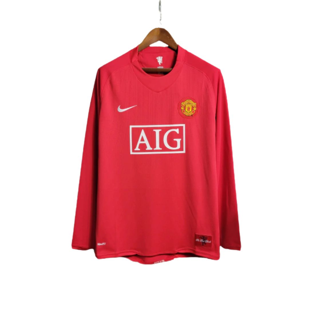 Camisa Manchester United 2007/2008 Retrô Manga Longa
